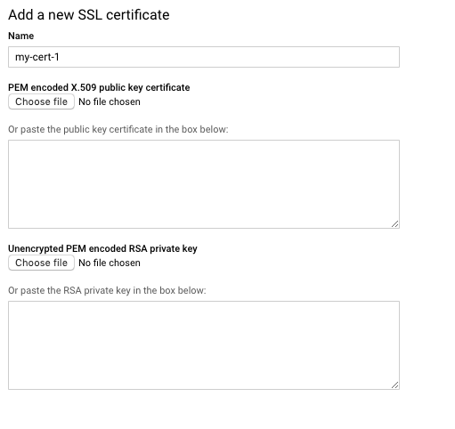 Add SSL Certificate to App Engine Screenshot
